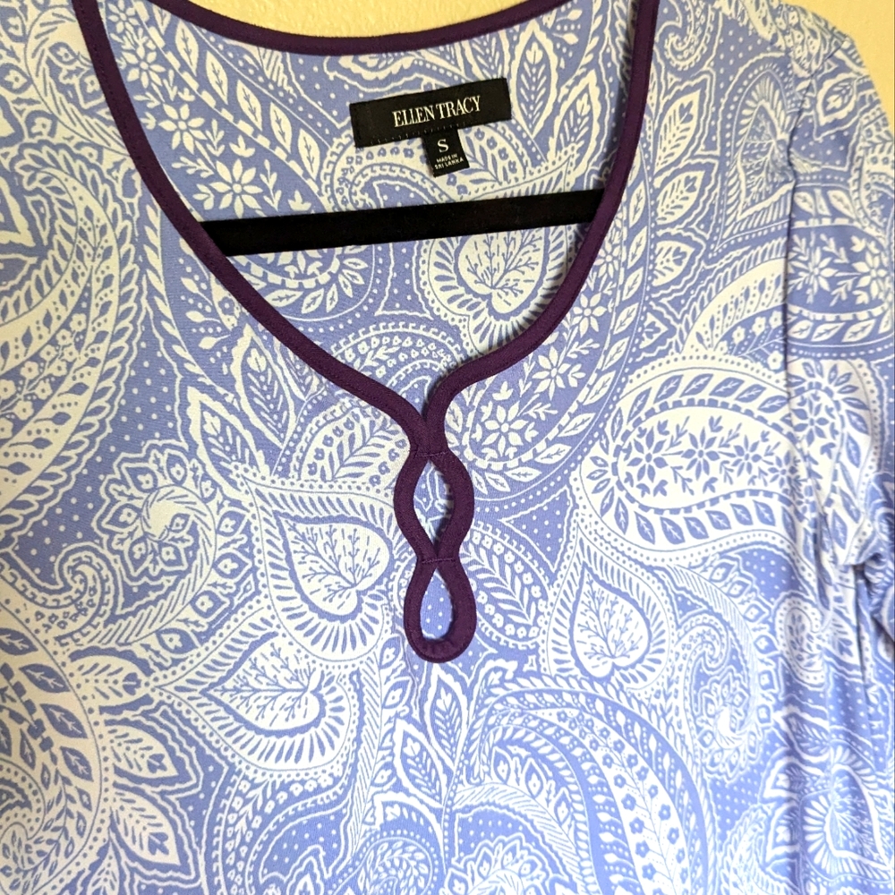 NWOT Ellen Tracy Blue Paisley and Plum Maxi Dress Size S - Picture 4 of 5